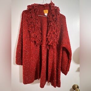 Ruby Rd. Vibrant Red Knit Cardigan